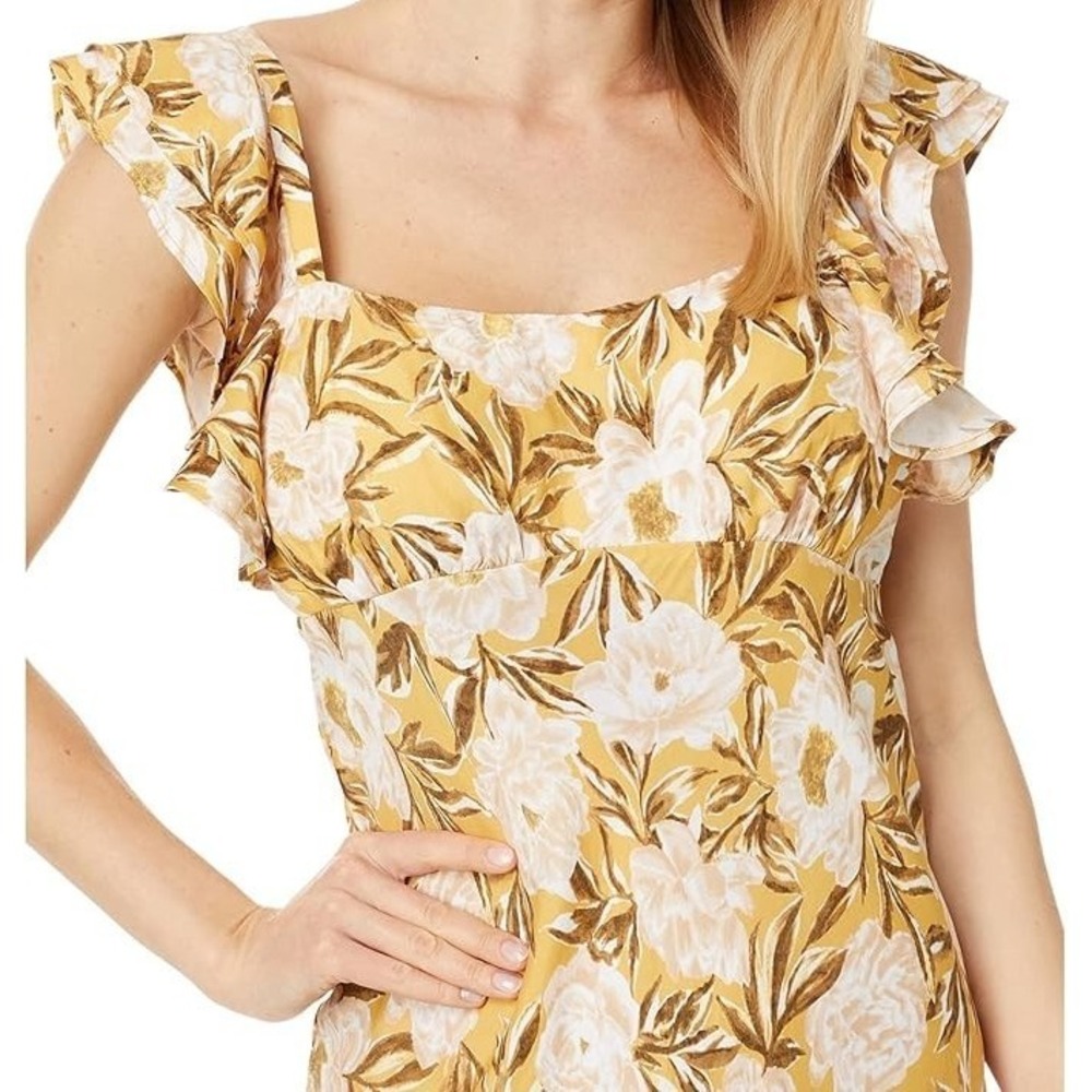 MADEWELL Angelina Slip‎ Dress Sleeveless  Chamomile Tea 10 Floral Print Yellow